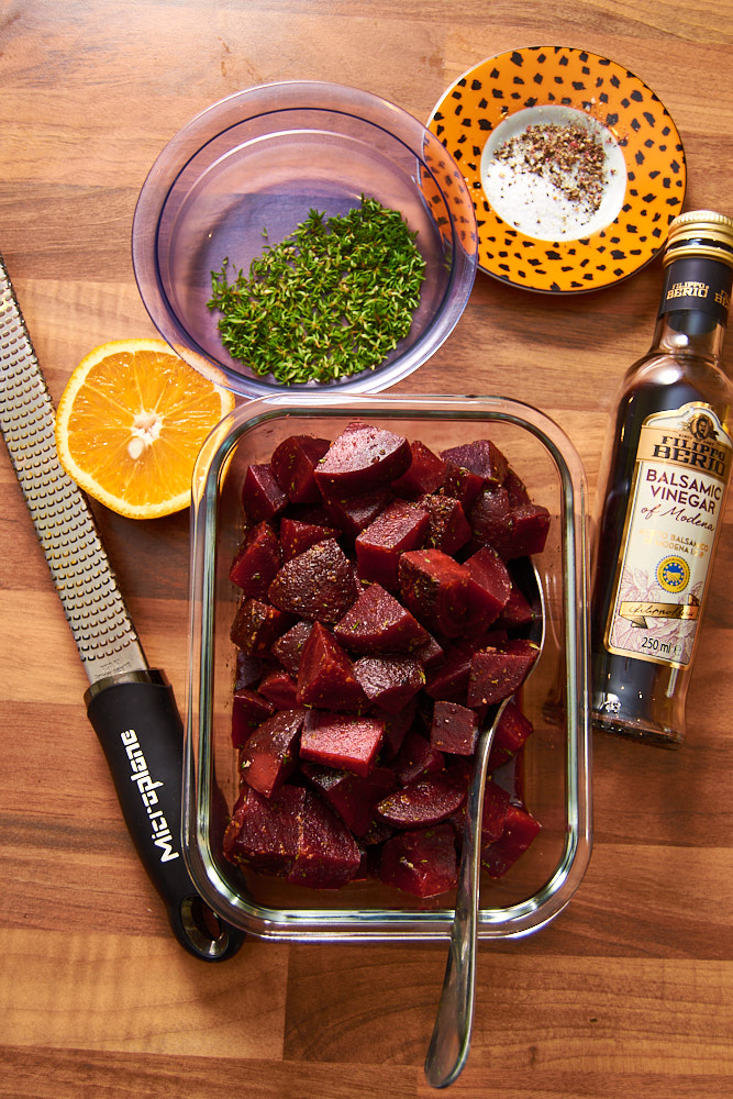 Sweet Potato Grape Salad with Goats Cheese_Prep of beets