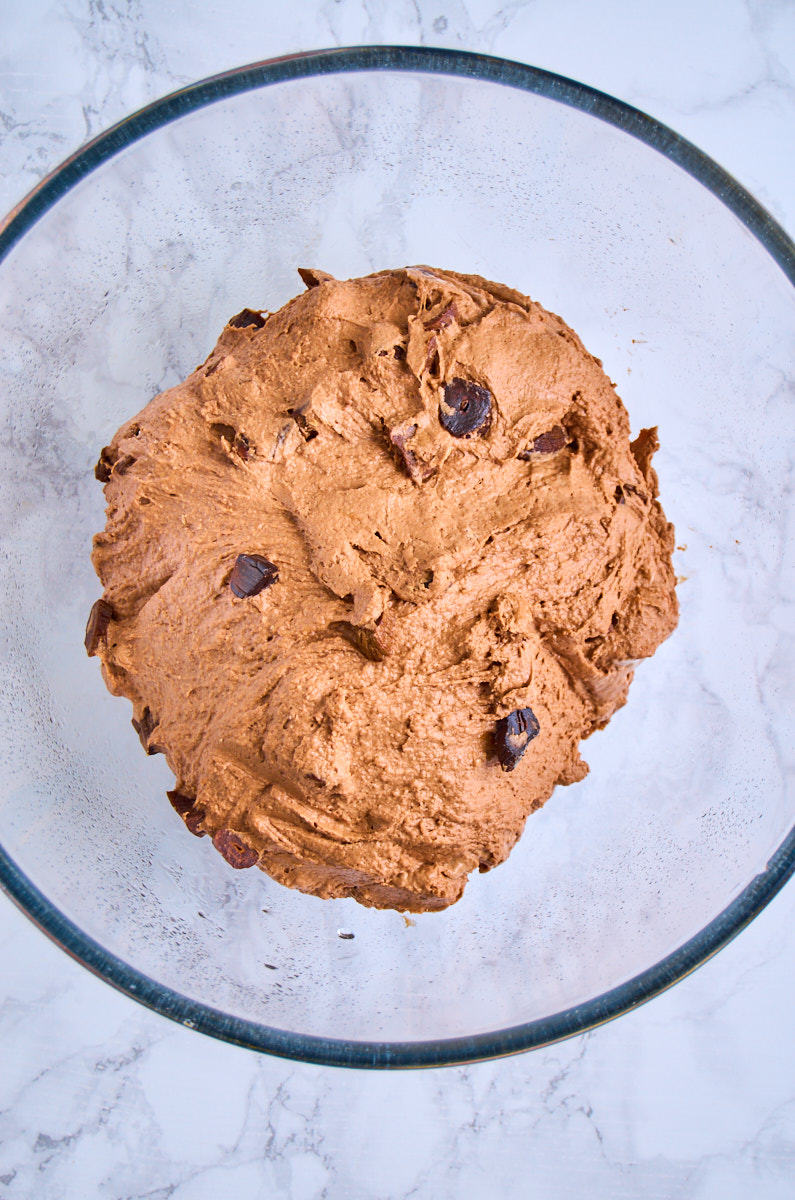 Black Garlic Sourdough Bread with Chocolate dough before the overnight ferment.