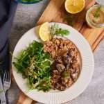 Sumac Roasted Cauliflower Steaks with Black Garlic Mushroom Sauce