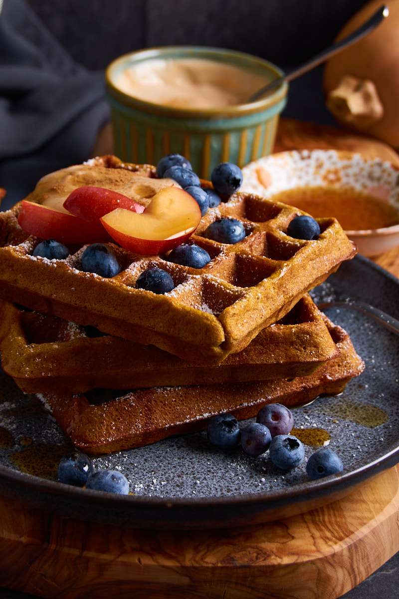 Sourdough Pumpkin Waffles with Protein and Wholewheat