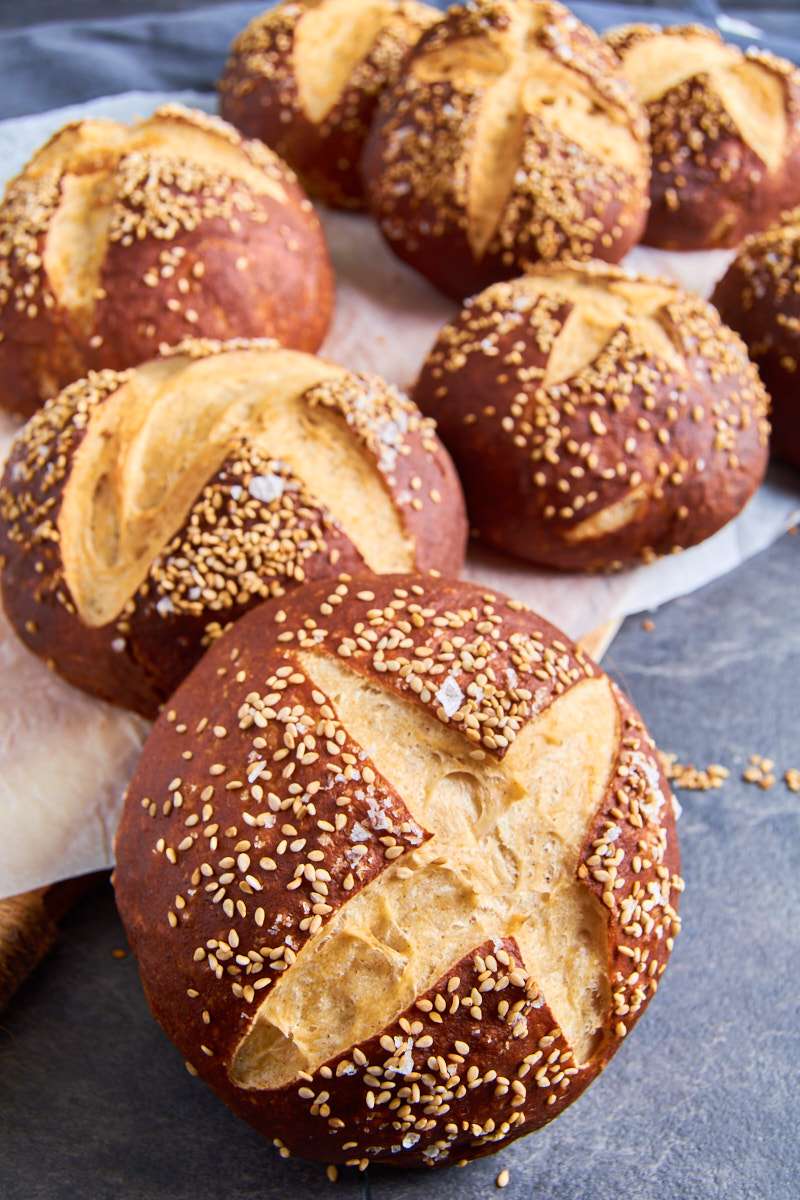 Sourdough Brioche Pretzel Buns