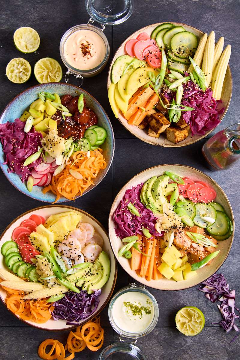 Poke Sushi Bowls 4 Ways