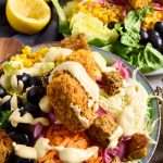 Vegetarian Caesar Salad with Crunchy Air Fryer Tofu